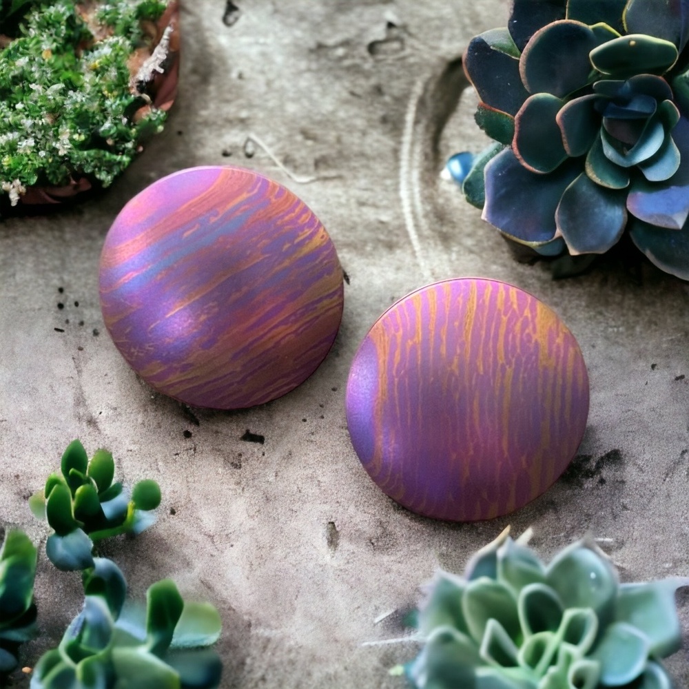 💖 Iridescent Titanium Art-Finish Button Earrings 💖